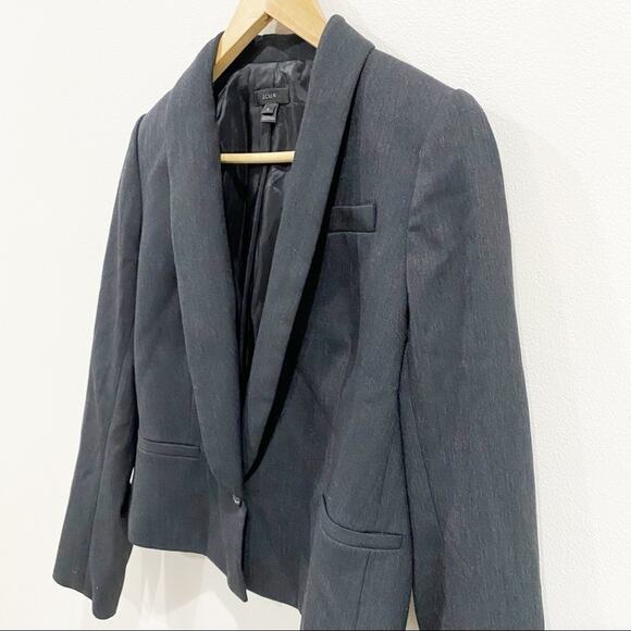 J.Crew Wool Blend Blazer Size 6 Short Black Tailored Cropped Workwear Chic - Picture 6 of 8